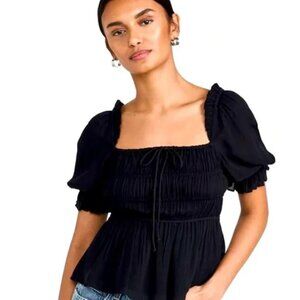 LIKE NEW Playa Lucila Square Neck Top, Black, Size XS